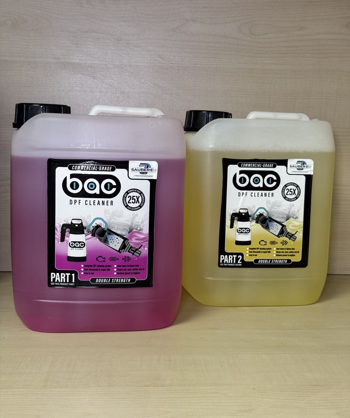 DPF cleaning product containers